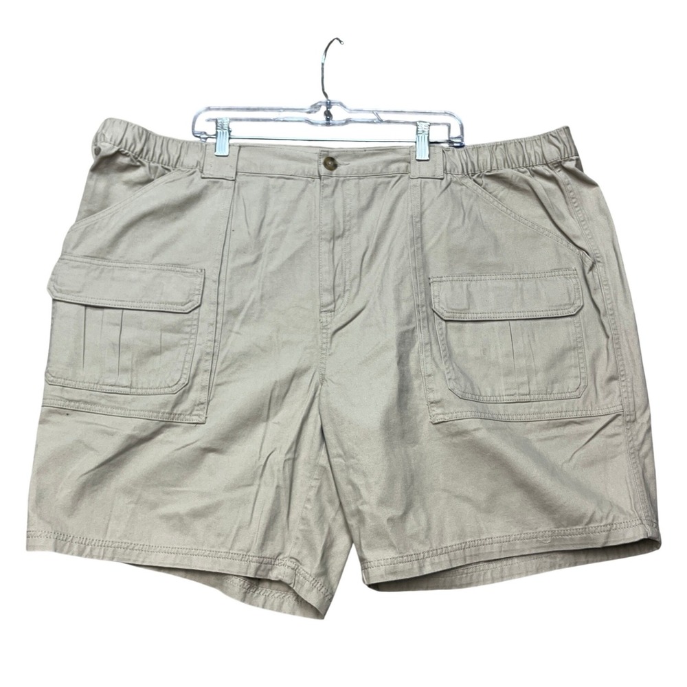 Croft & Barrow Cargo Shorts Mens 52 Khaki Side Elastic Flap Pockets Twill NEW
